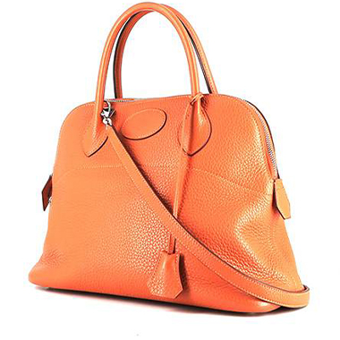 Sac à main Hermès Bolide 30 cm en cuir taurillon clémence orange Feu