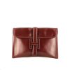 Hermès  Jige pouch  in burgundy box leather - 360 thumbnail