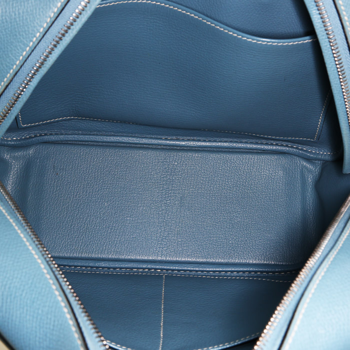 Hermès Plume handbag  in blue jean epsom leather - Detail D2