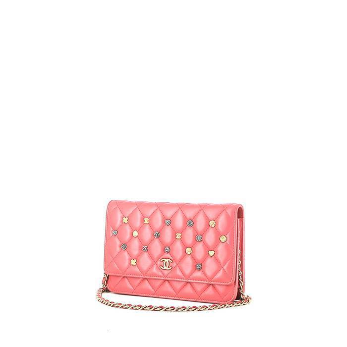 sac/pochette chanel wallet on chain en cuir matelassé rose