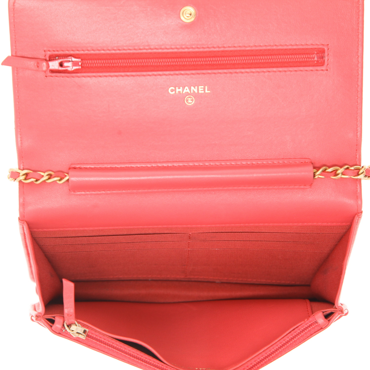 Chanel Wallet on Chain handbag/clutch  in pink quilted leather - Detail D3
