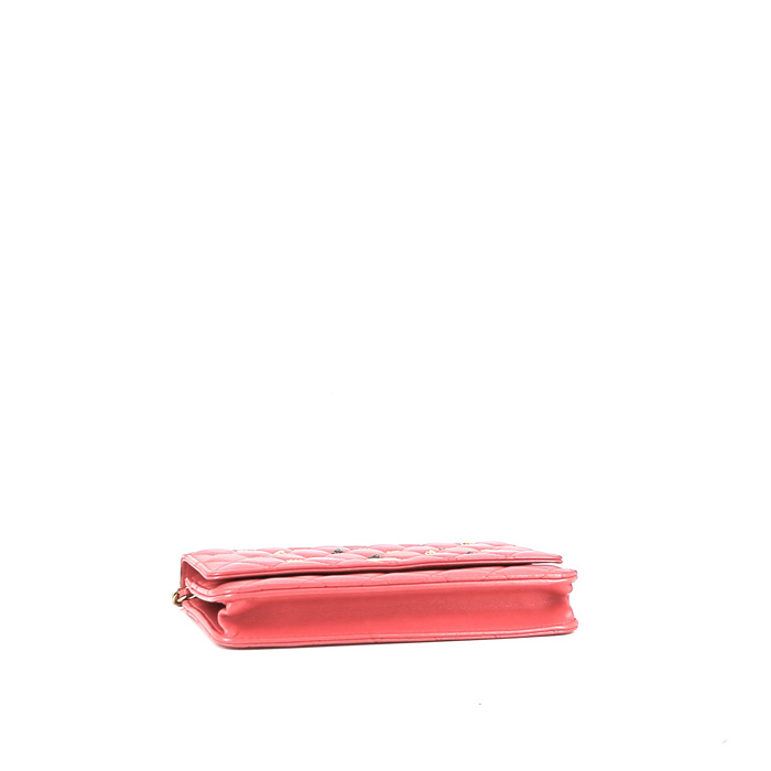 Chanel Wallet on Chain handbag/clutch  in pink quilted leather - Detail D4