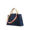Shopping bag Hermès  Cabag in tela blu marino e pelle naturale - 00pp thumbnail