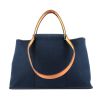 Shopping bag Hermès  Cabag in tela blu marino e pelle naturale - 360 thumbnail