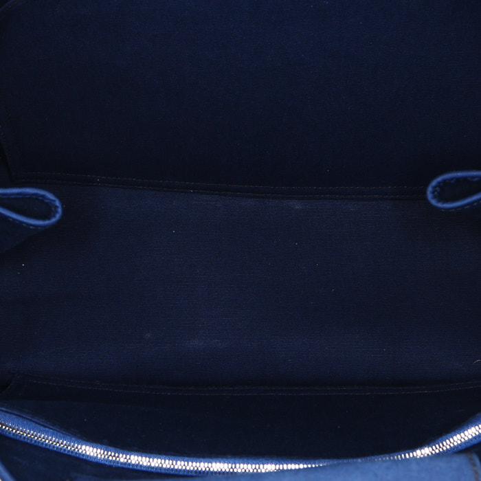 Hermès  Cabag shopping bag  in navy blue canvas  and natural leather - Detail D3