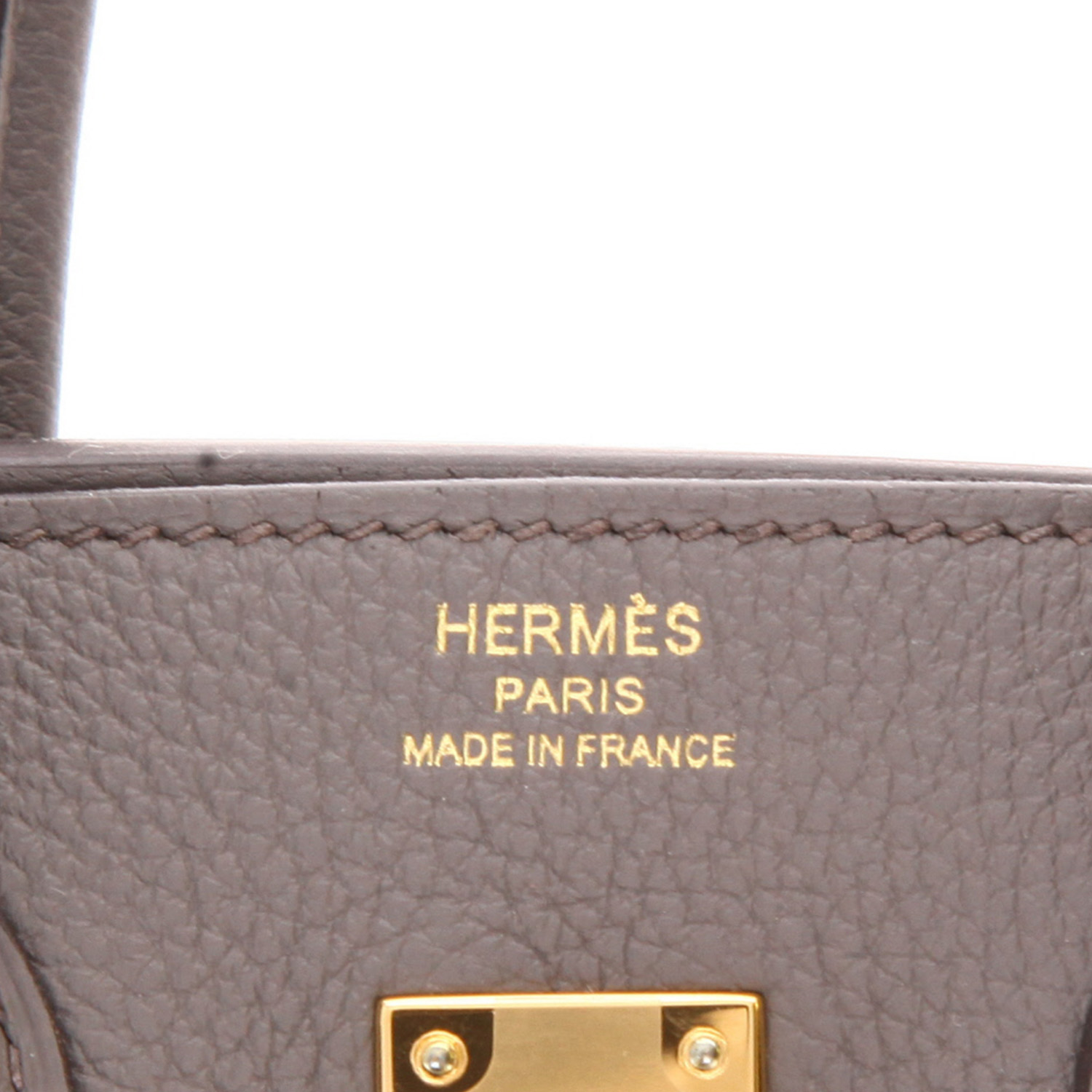 Sac à main Hermès  Birkin 25 cm en cuir togo gris - Detail D2