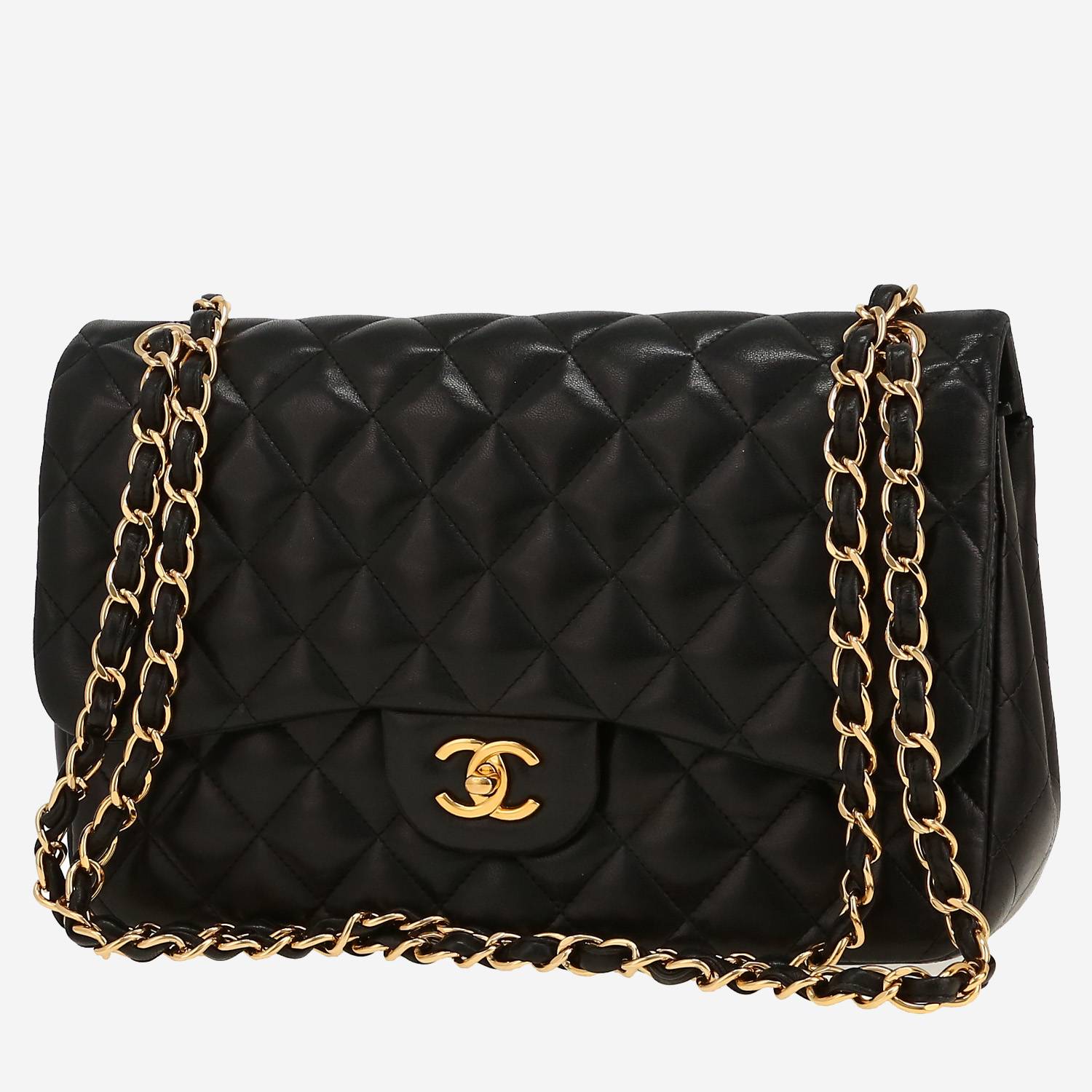 Chanel  Timeless Jumbo shoulder bag  in black quilted leather