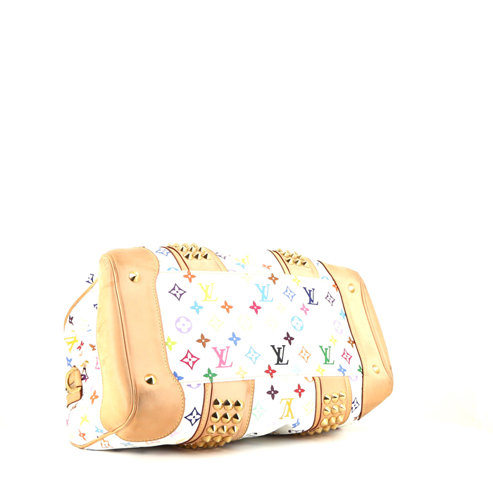 Sac à main Louis Vuitton Courtney en toile monogram multicolore et cuir naturel - Detail D5