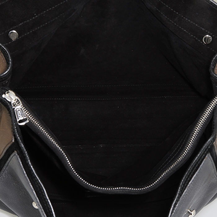 Borsa Saint Laurent Muse Two in pelle nera beige e marrone - Detail D2