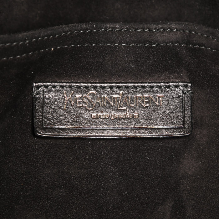 Sac à main Saint Laurent Muse Two en cuir noir beige et marron - Detail D3