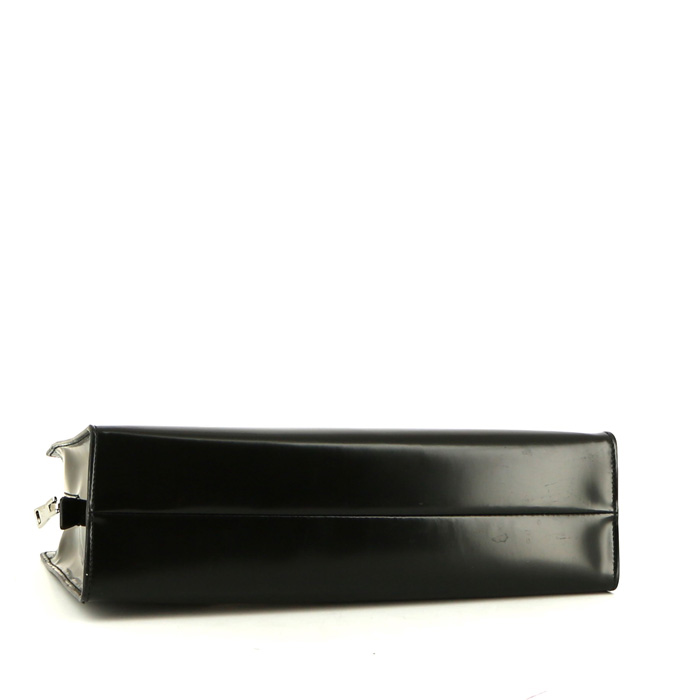 Prada  Carolyn shopping bag  in black patent leather - Detail D4