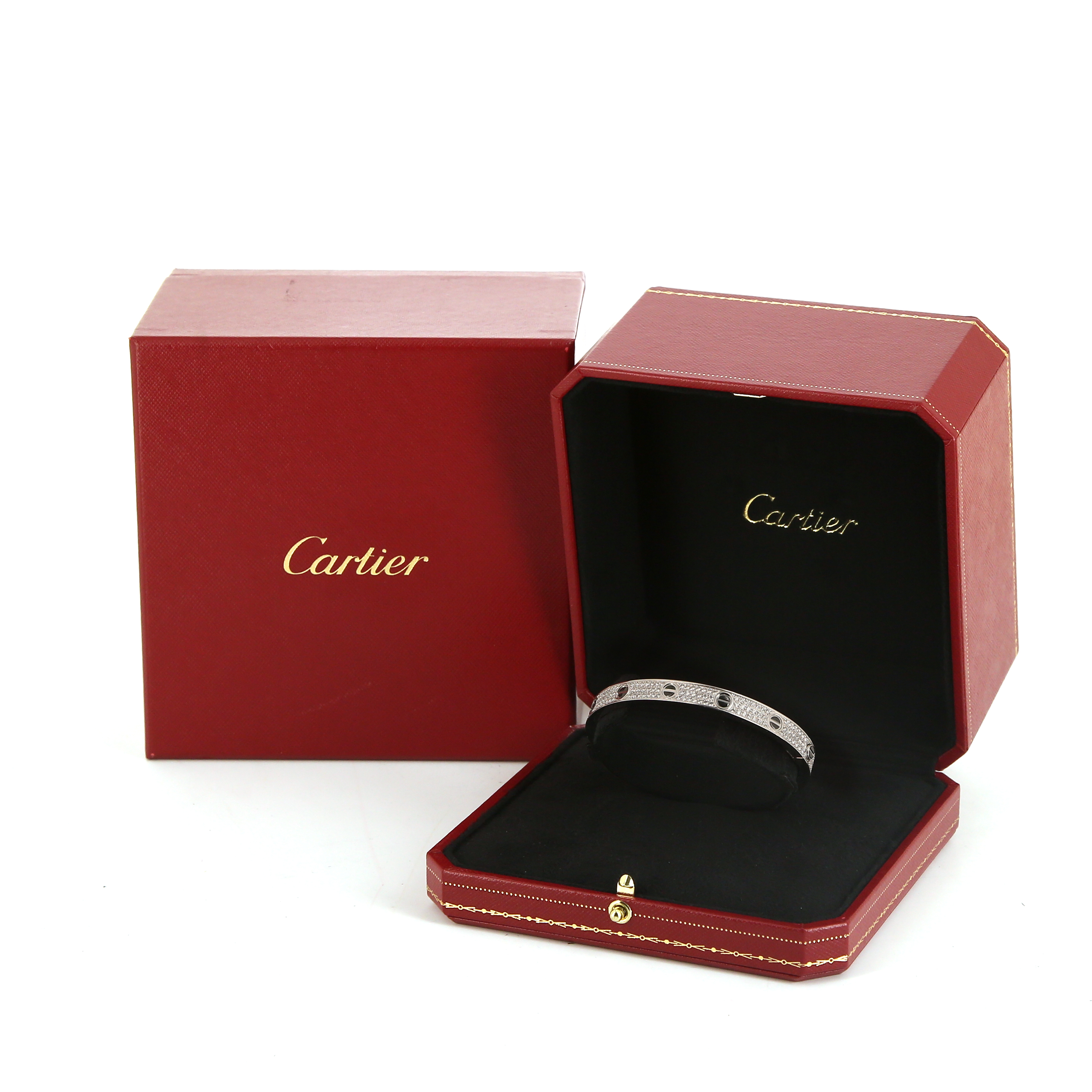 Bracciale Cartier Love pavé in oro bianco, diamanti e ceramica - Detail D2