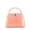 Bolso de mano Louis Vuitton Capucines en cocodrilo rosa - 360 thumbnail