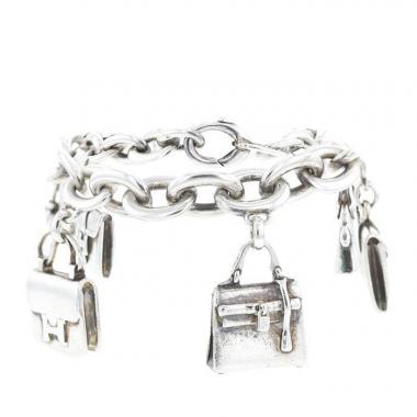 Brazalete Hermès La Ronde des Sacs de plata