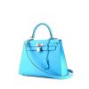 Borsa Hermès  Kelly 25 cm in pelle Epsom blu Frida - 00pp thumbnail