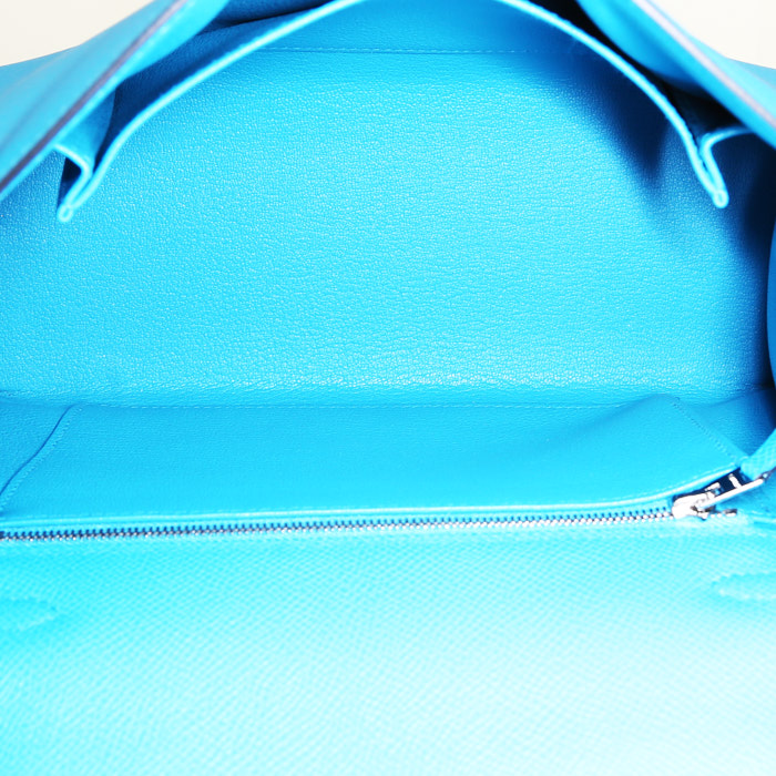 Hermès  Kelly 25 cm handbag  in Frida blue epsom leather - Detail D3