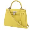Bolso de mano Hermès  Kelly 25 cm en cuero epsom amarillo Lime - 00pp thumbnail