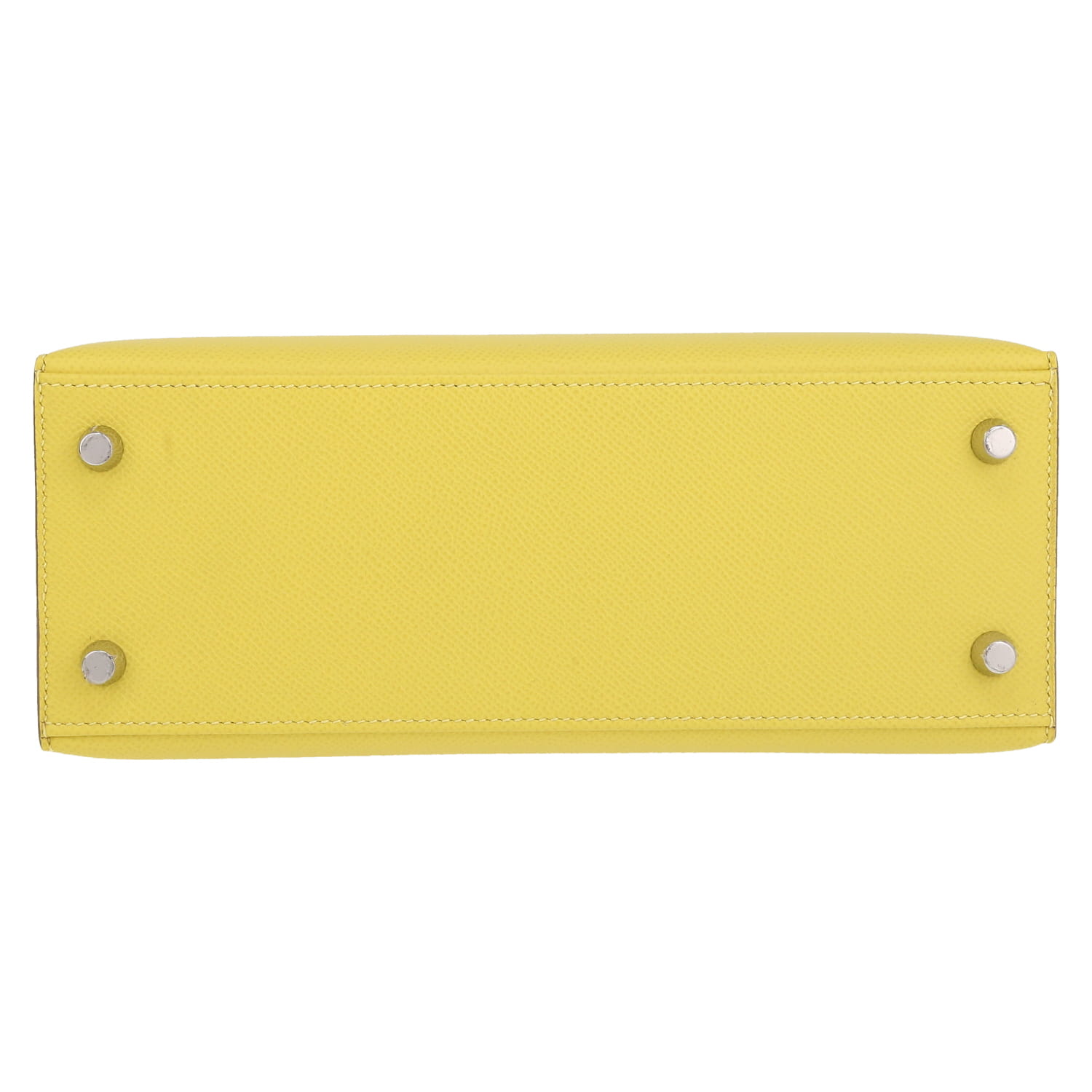 Sac à main Hermès  Kelly 25 cm en cuir epsom jaune Lime - Detail D1