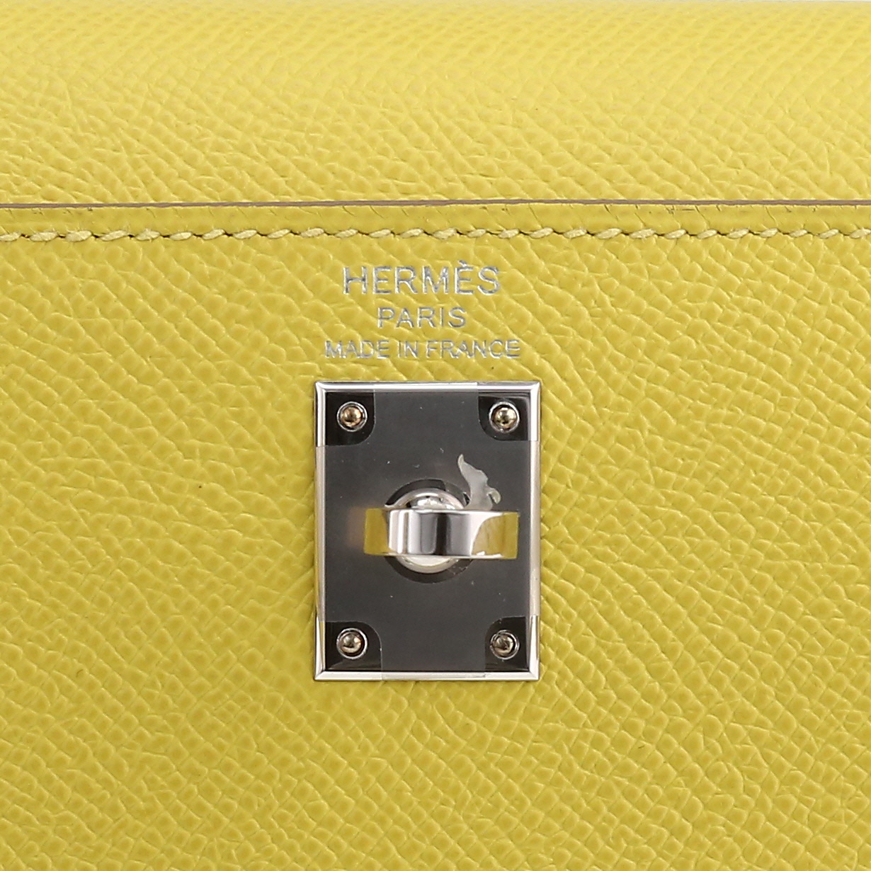 Borsa Hermès  Kelly 25 cm in pelle Epsom giallo Lime - Detail D2