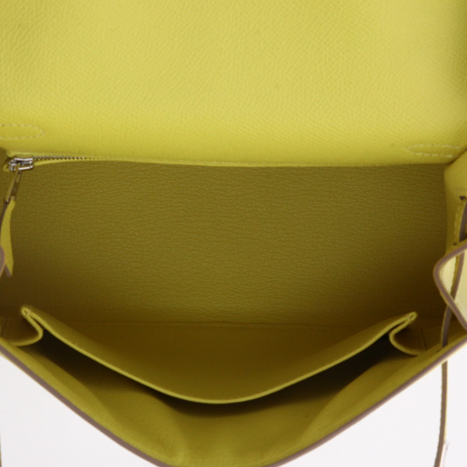 Sac à main Hermès  Kelly 25 cm en cuir epsom jaune Lime - Detail D3