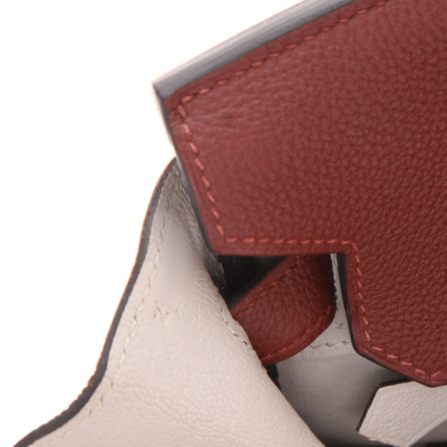 Bolso de mano Hermès  Birkin 30 cm en cuero togo color burdeos - Detail D4