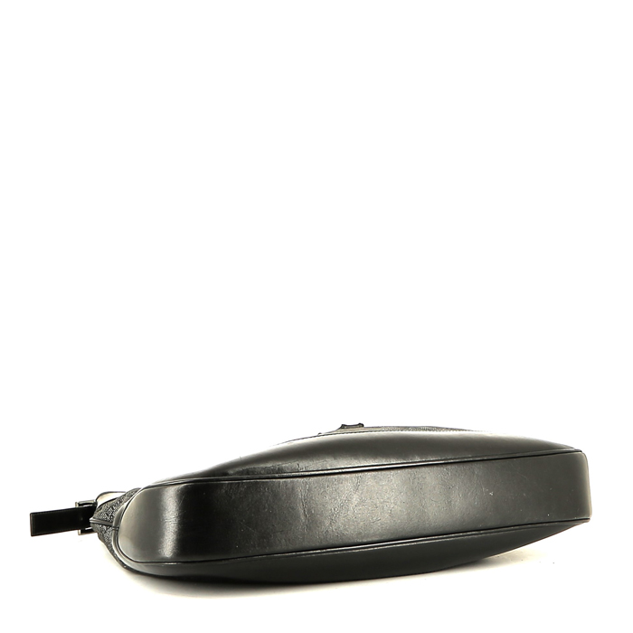 Gucci Jackie vintage handbag  in grey monogram canvas  and black leather - Detail D4