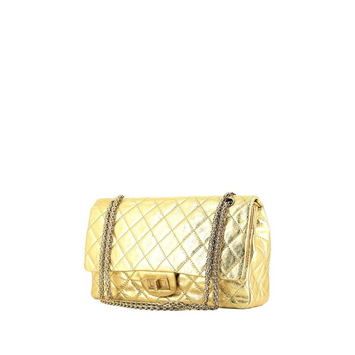 Chanel 2.55 handbag  in gold quilted leather - 00pp