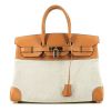 Bolso de mano Hermès Birkin 35 cm en lona beige y cuero natural - 360 thumbnail