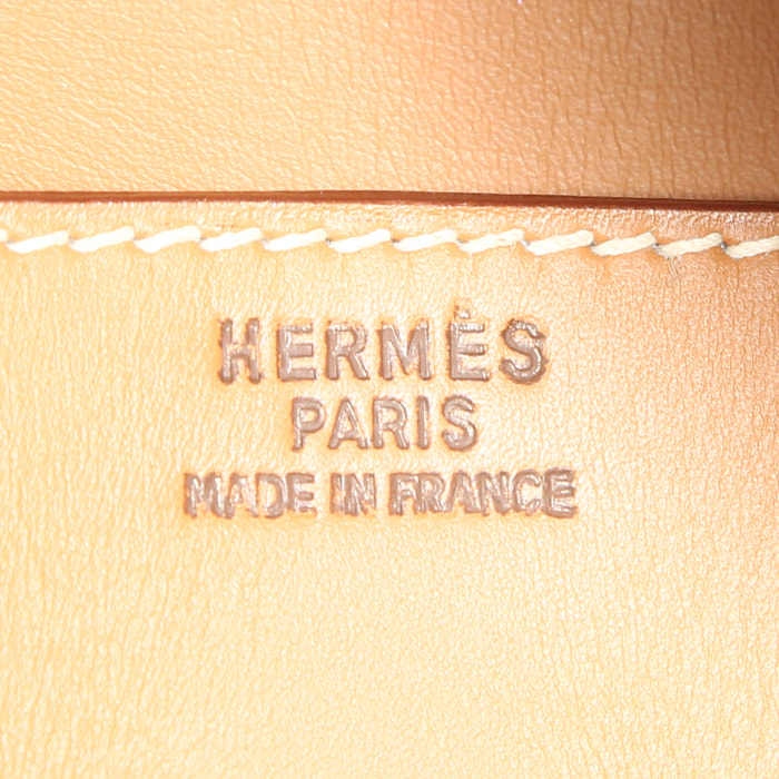 Bolso de mano Hermès Birkin 35 cm en lona beige y cuero natural - Detail D3