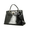 Hermès  Kelly 32 cm handbag  in black porosus crocodile - 00pp thumbnail