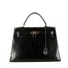 Hermès  Kelly 32 cm handbag  in black porosus crocodile - 360 thumbnail