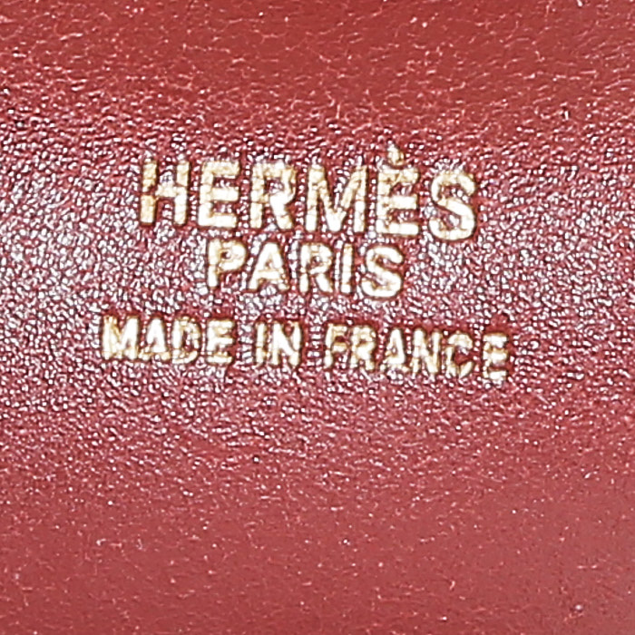Sac bandoulière Hermès  Evelyne petit modèle  en cuir box bordeaux - Detail D3