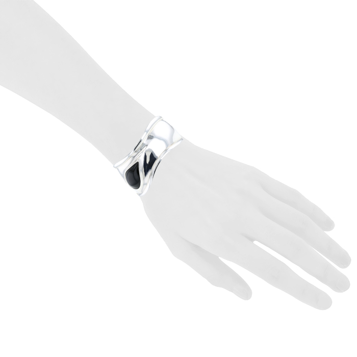 Brazalete Tiffany & Co Bone modelo pequeño de plata y jade negro - Detail D1