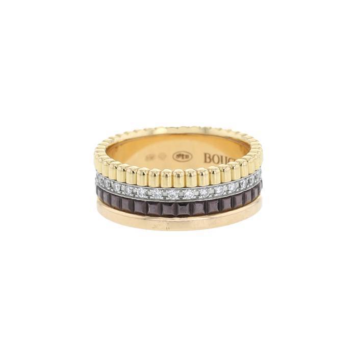 Boucheron Quatre small model ring in 3 golds,  PVD and diamonds - 00pp