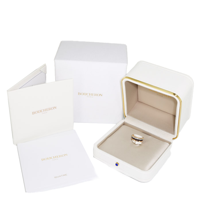 Boucheron Quatre small model ring in 3 golds,  PVD and diamonds - Detail D2