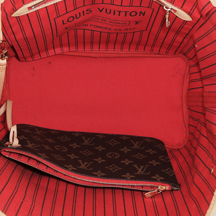 Louis Vuitton Neverfull medium model  shopping bag  in brown canvas and leather - Detail D2