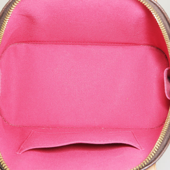 Borsa a tracolla Louis Vuitton Alma BB in tela monogram marrone e pelle naturale - Detail D3