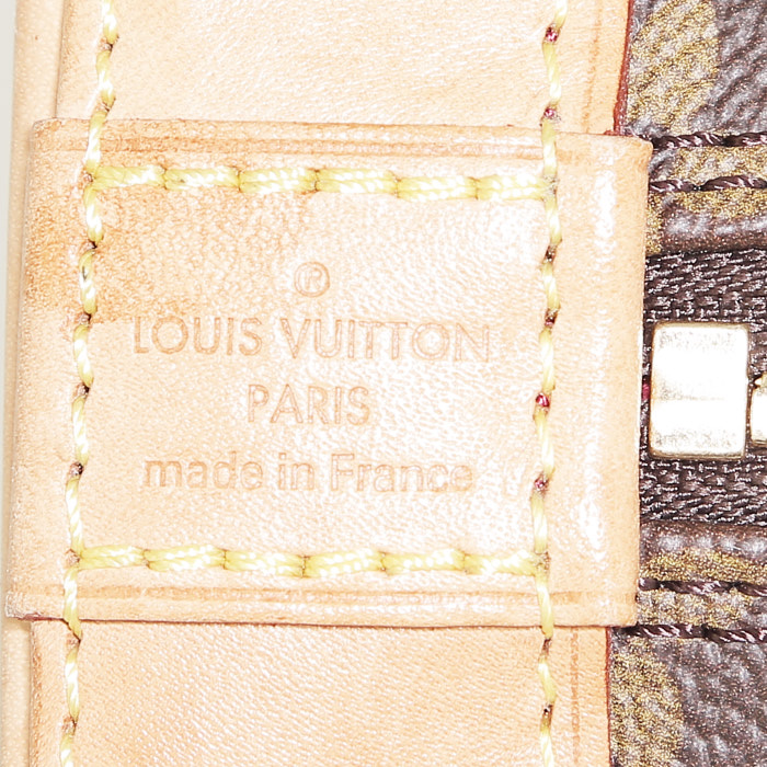 Borsa a tracolla Louis Vuitton Alma BB in tela monogram marrone e pelle naturale - Detail D4
