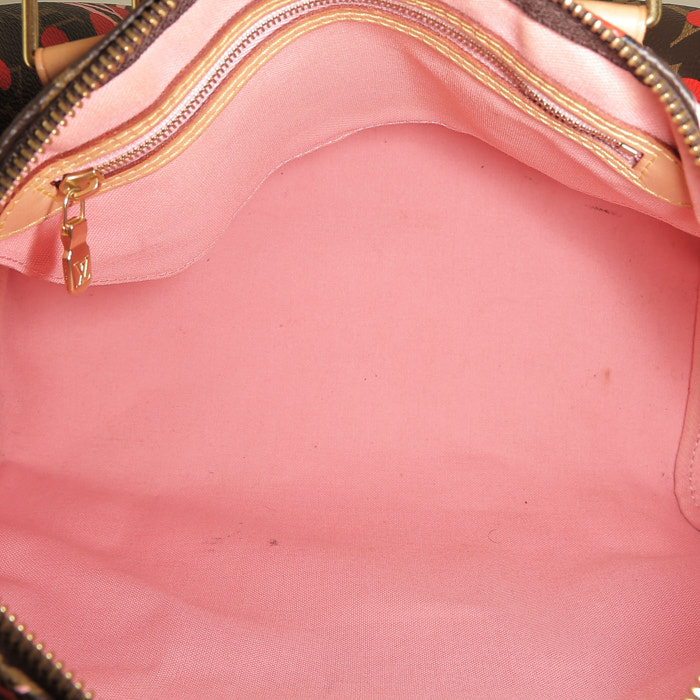 Bolso de mano Louis Vuitton  Speedy Editions Limitées en lona Monogram marrón y cuero natural - Detail D2