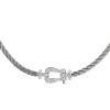 Fred Force 10 large model necklace in white gold,  stainless steel and diamonds - 00pp thumbnail