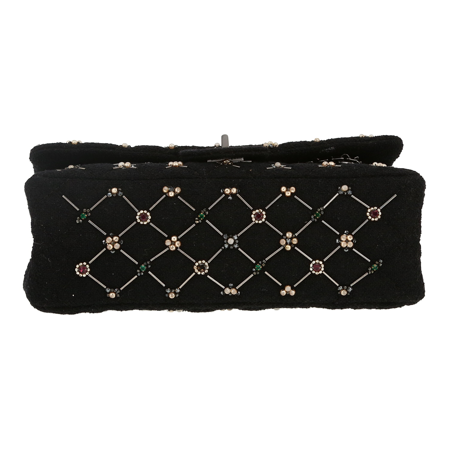 Sac bandoulière Chanel  Chanel 2.55 en lainage noir - Detail D1