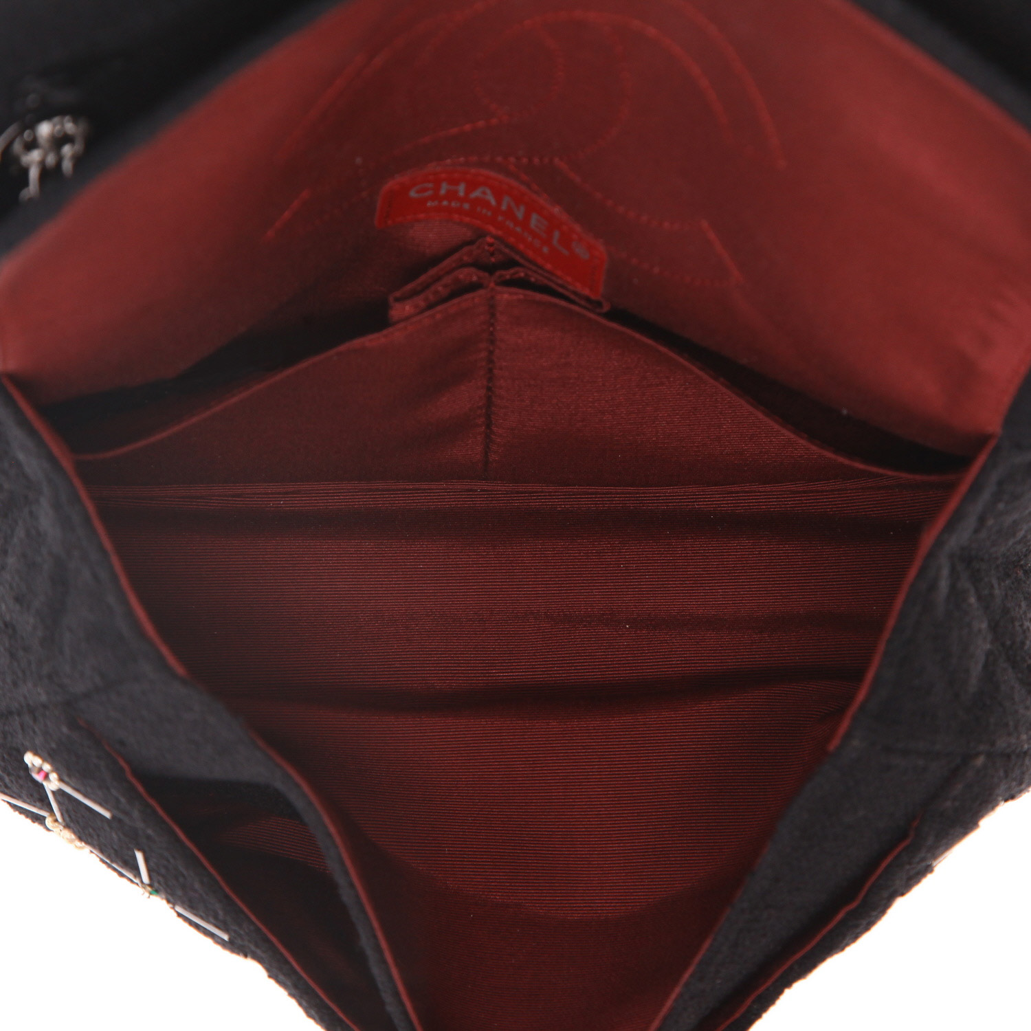 Sac bandoulière Chanel  Chanel 2.55 en lainage noir - Detail D3