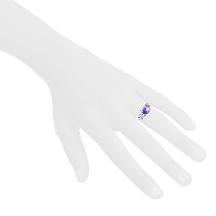Bague Mauboussin Plaisir d'Amour en or blanc, améthystes et diamants - Detail D1