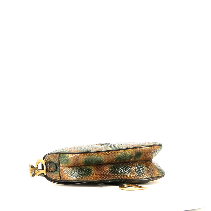 Borsa Dior Saddle in pitone sfumato marrone e verde - Detail D5