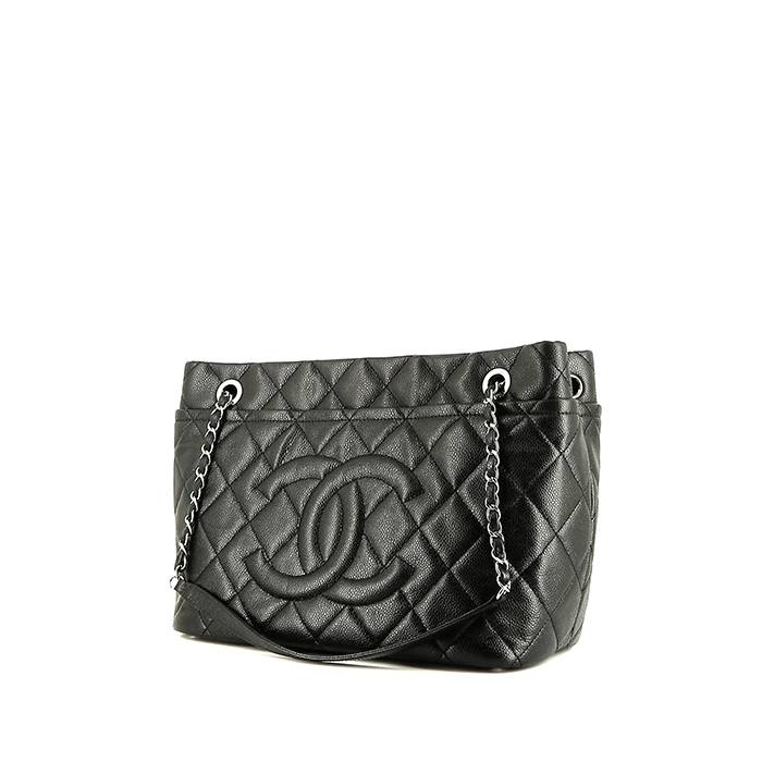 CHANEL Black Caviar Timeless CC Soft Shopping Tote Silver Chain Shoulder  13 Bag - My Dreamz Closet