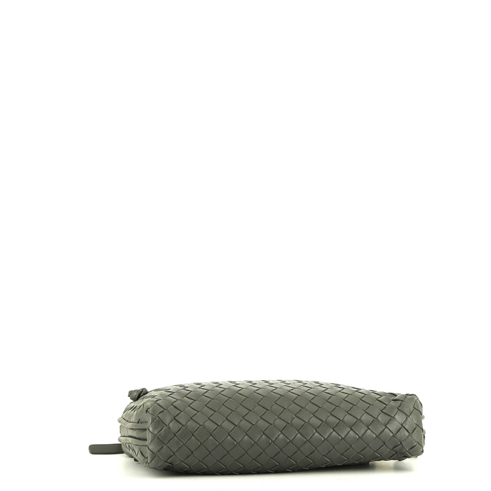 Sac bandoulière Bottega Veneta Nodini en cuir intrecciato gris - Detail D4