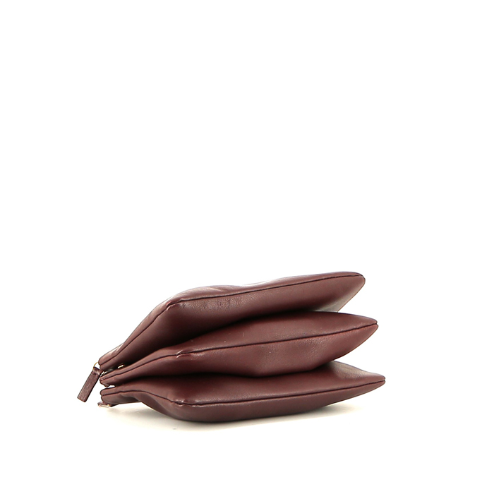 Sac bandoulière Céline Trio en cuir bordeaux - Detail D4
