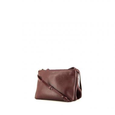 Bolso bandolera Céline Trio en cuero color burdeos
