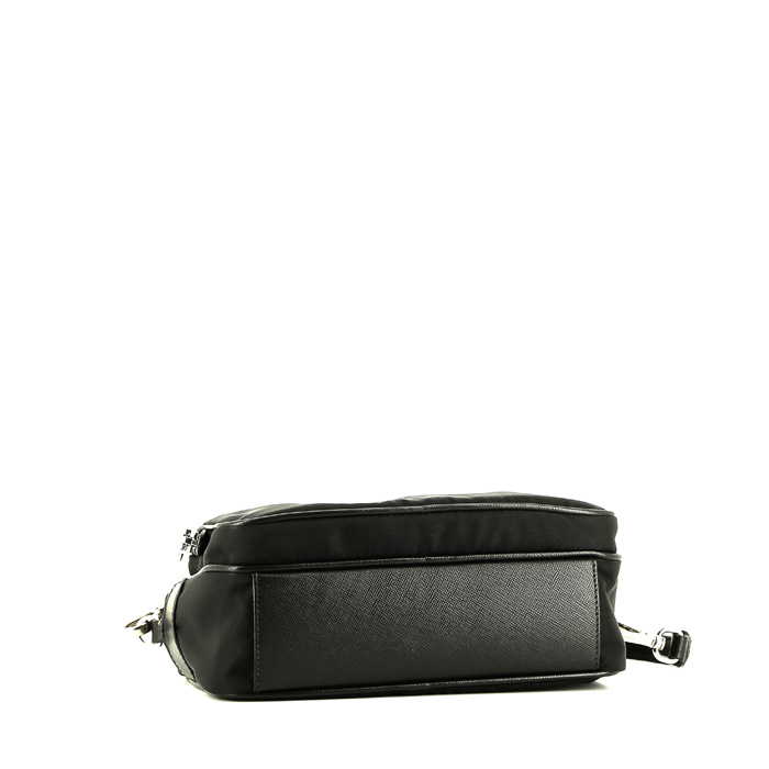Borsa a tracolla Prada Nylon in tela nera e pelle nera - Detail D4
