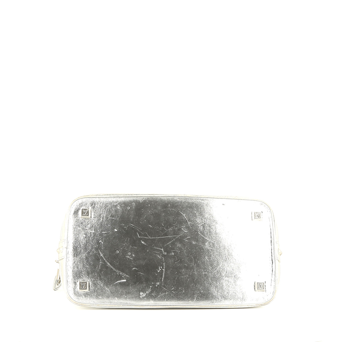 Bolso de mano Louis Vuitton Lockit modelo grande  en cuero plateado - Detail D4